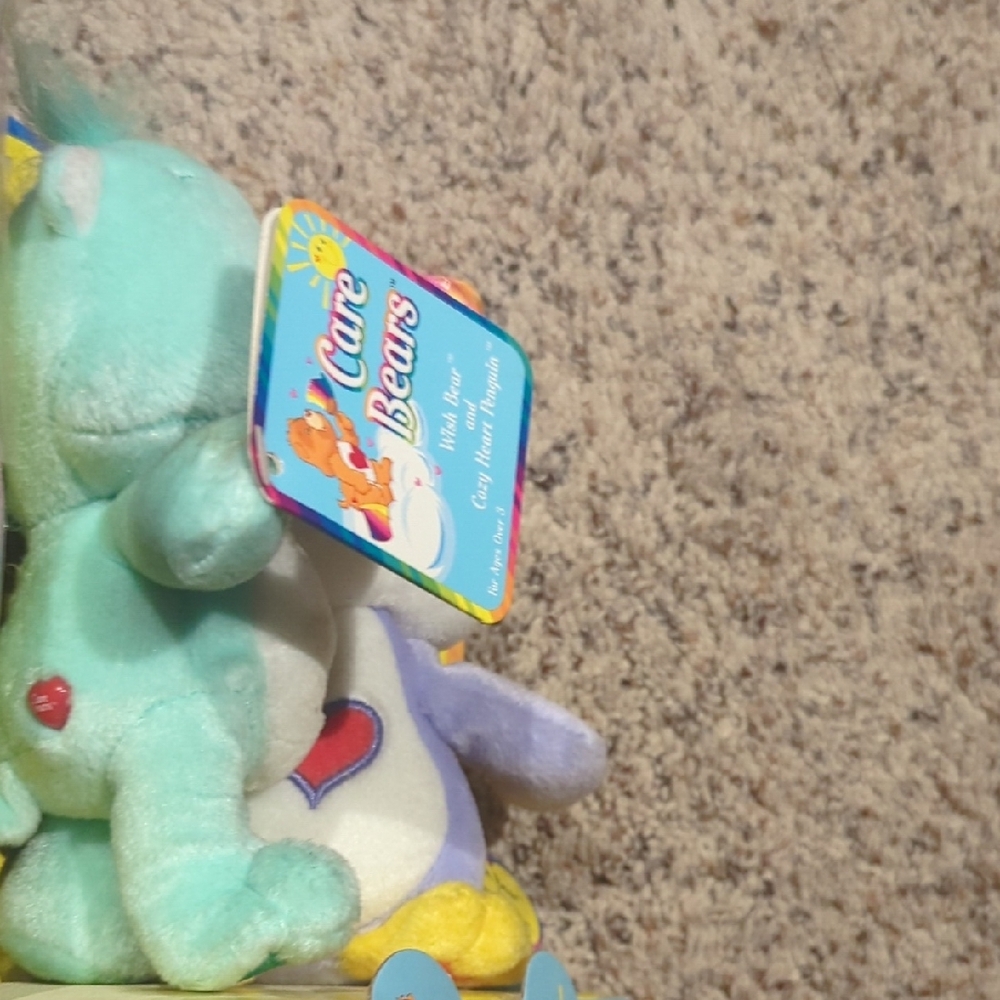 Care Bears 2003 Wish Bear and Cozy Heart Penguin Plush Duo - Picture 8 of 14